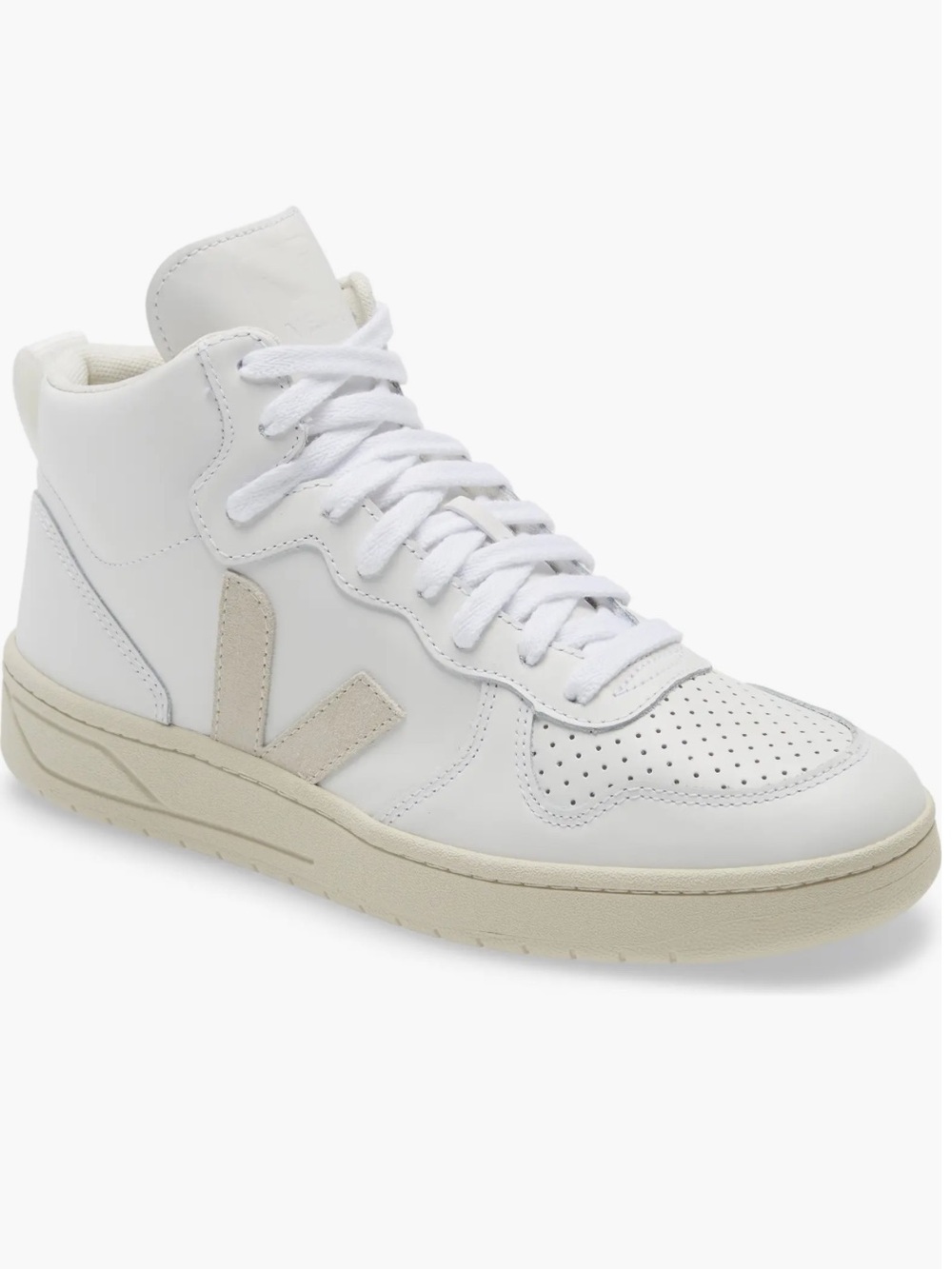 Veja V-15 High-Top Sneakers in Extra White